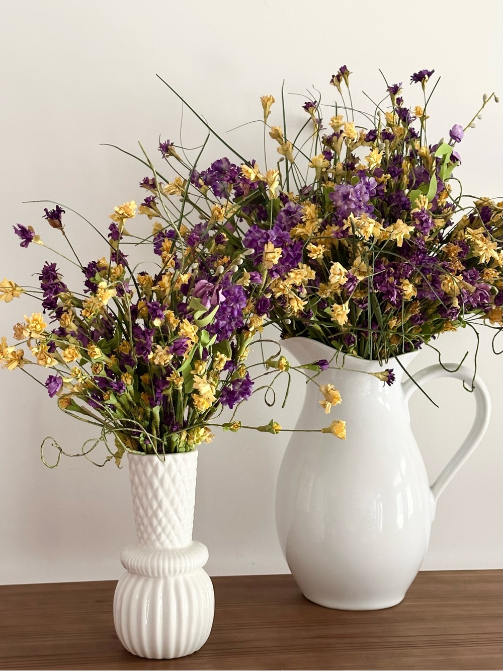 Wildflower Bouquet - Purple & Yellow Faux Floral Arrangement